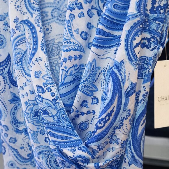 Chaus New York Blue Paisley Draped Sleeveless Blouse NWT S - Picture 5 of 8